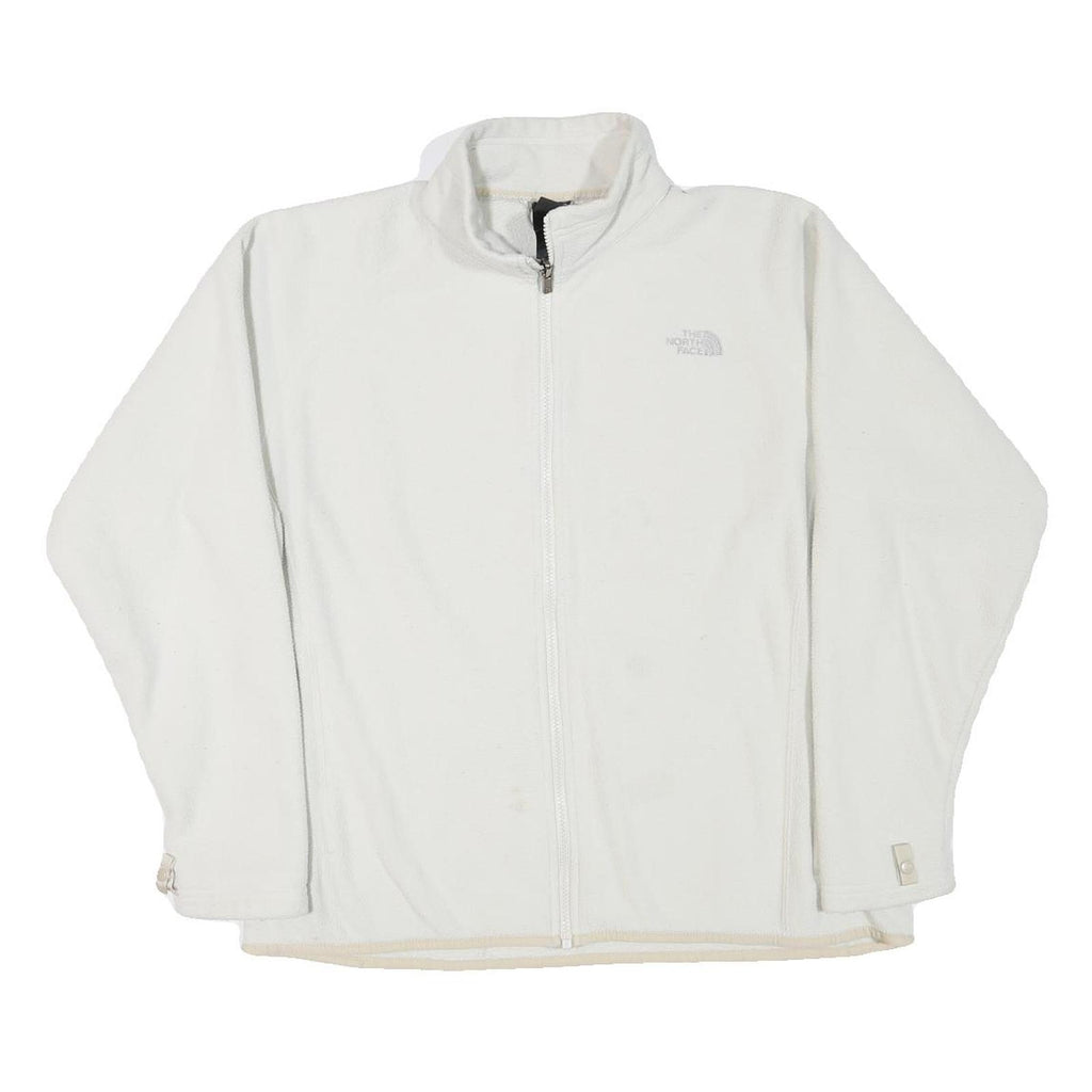 THE NORTH FACE Womens White Fleece Jacket L Polyester Blend Zip Casual Outdoor
