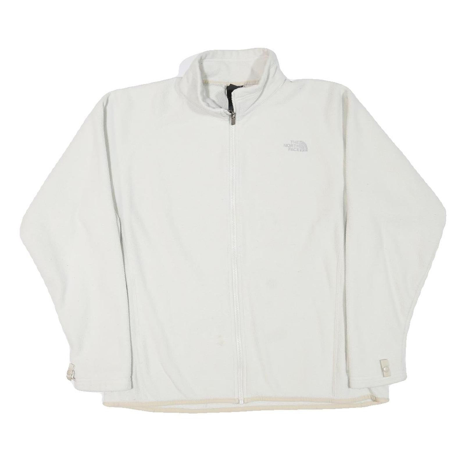 THE NORTH FACE Womens White Fleece Jacket L Polyester Blend Zip Casual Outdoor