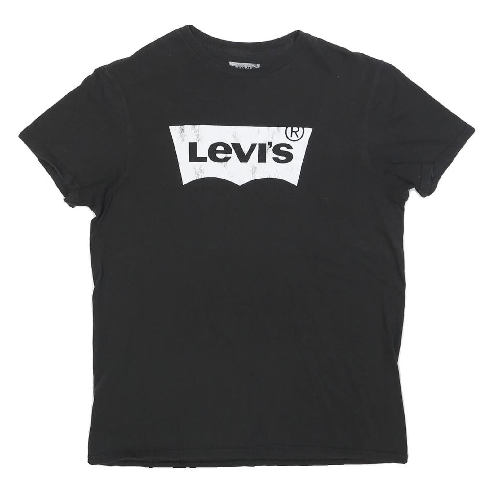 LEVI'S Womens Black Graphic T-Shirt M Short Sleeve Crew Neck Cotton Blend