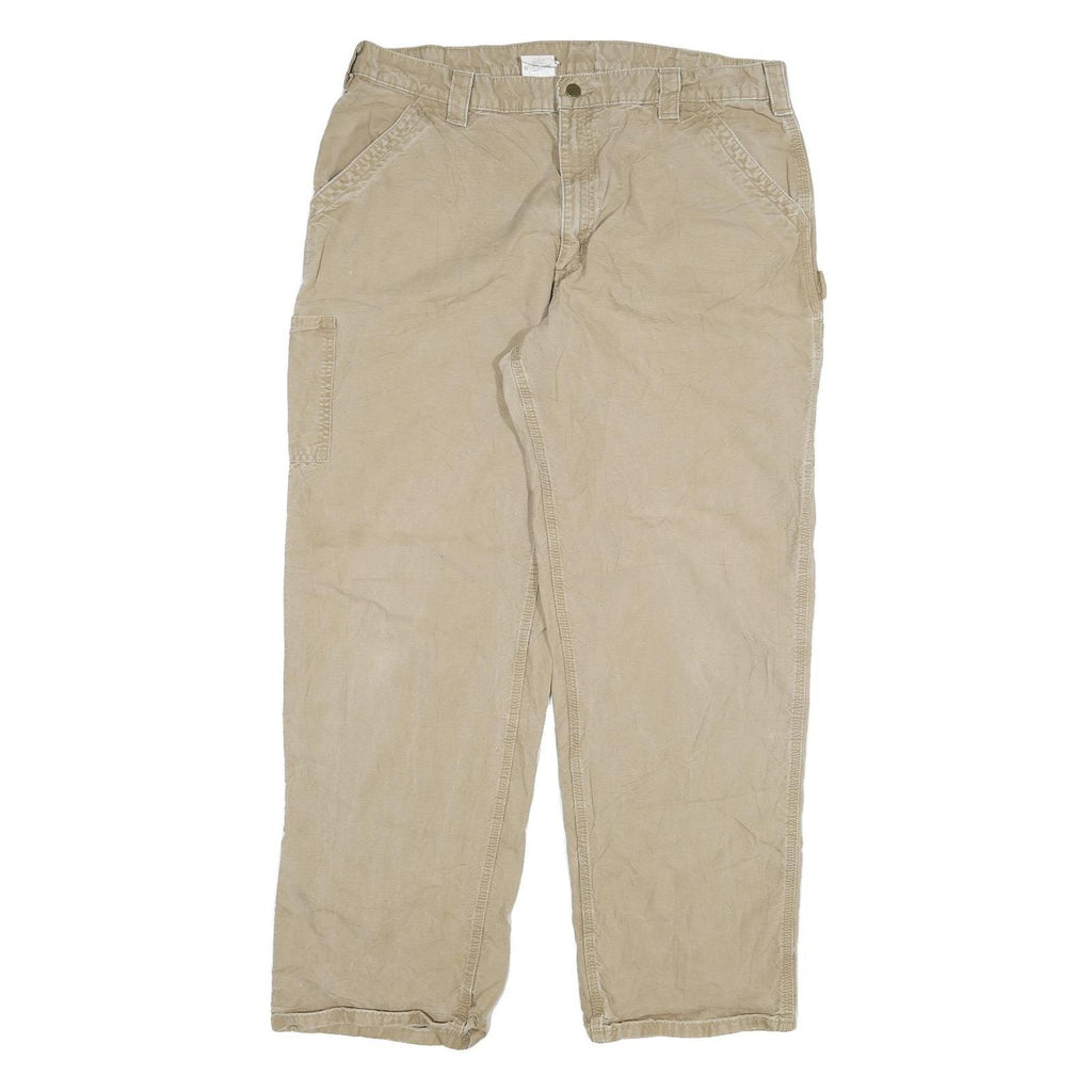 CARHARTT Mens Cotton Blend Beige Relaxed Straight Trousers W40 L32 Workwear