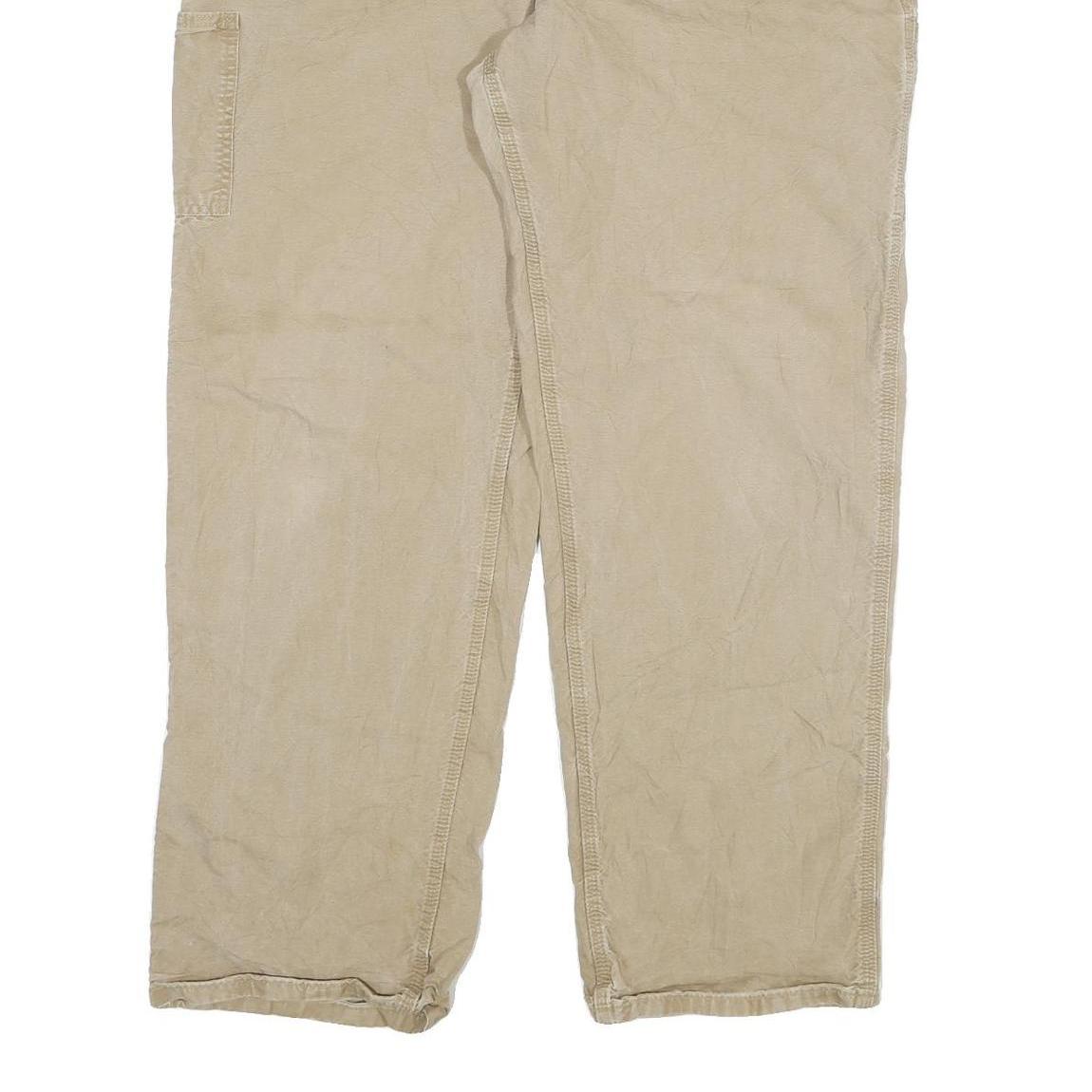 CARHARTT Mens Cotton Blend Beige Relaxed Straight Trousers W40 L32 Workwear