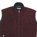 CHAMPION Mens Maroon Zip Up Fleece Jacket L Polyester Sleeveless Casual