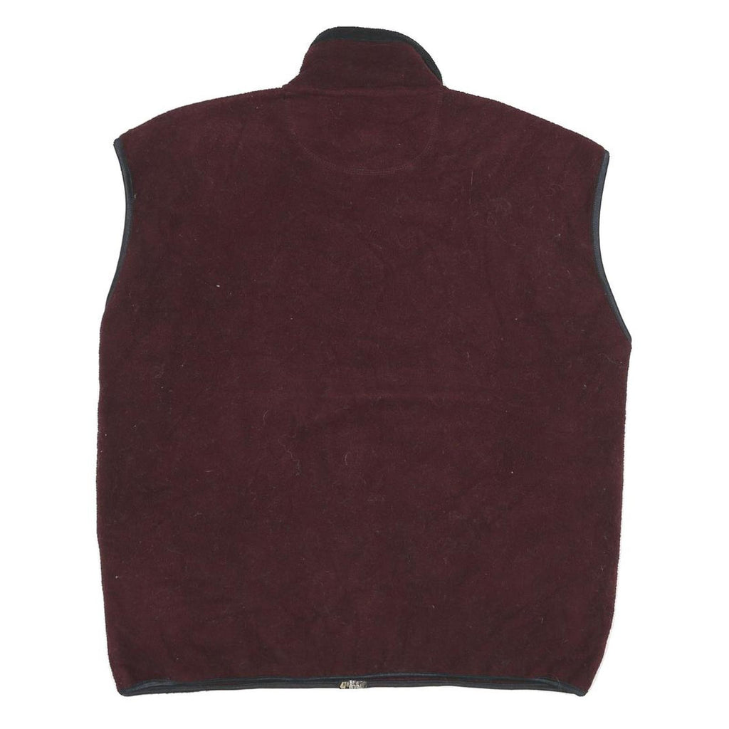 CHAMPION Mens Maroon Zip Up Fleece Jacket L Polyester Sleeveless Casual