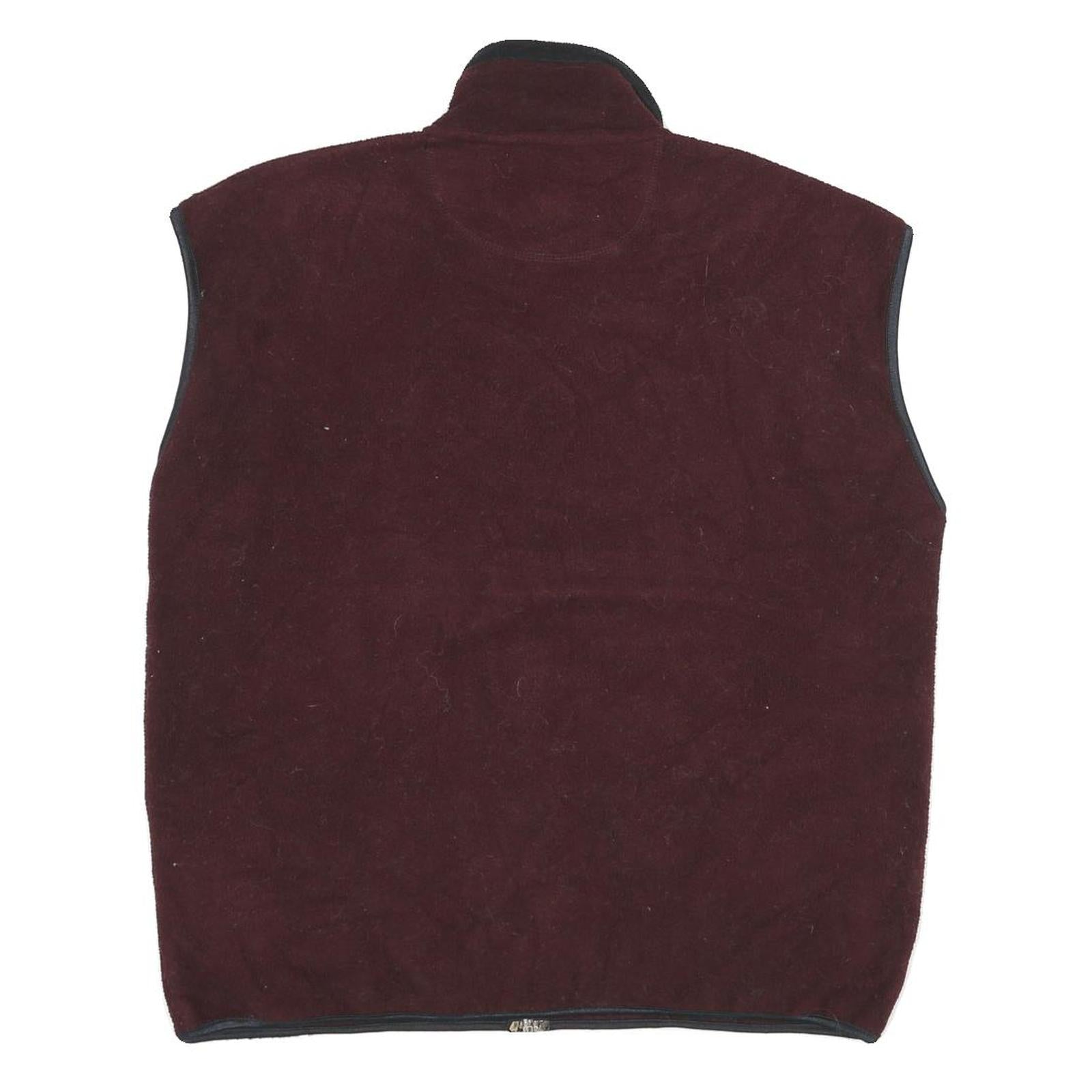 CHAMPION Mens Maroon Zip Up Fleece Jacket L Polyester Sleeveless Casual