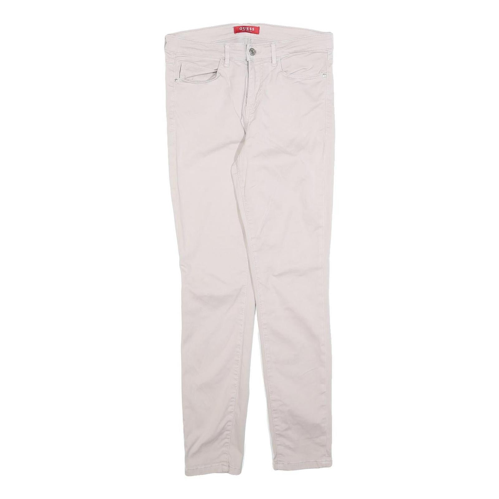 GUESS Womens Cotton Blend Beige Slim Skinny Trousers W29 L28 Stylish Everyday