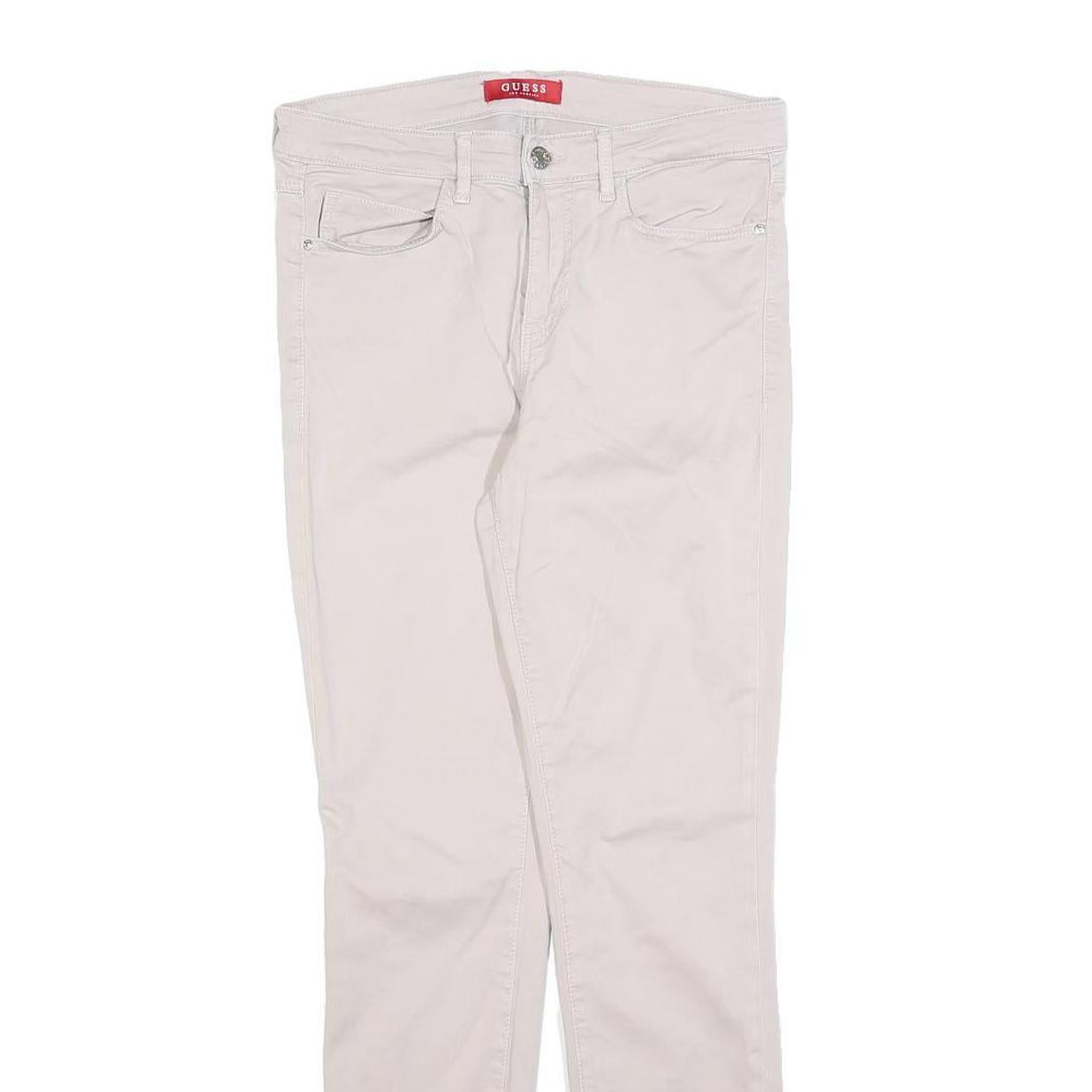 GUESS Womens Cotton Blend Beige Slim Skinny Trousers W29 L28 Stylish Everyday