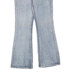 Womens Regular Fit Flared Denim Light Blue Cotton Blend Jeans W34 L32 Zip