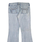 Womens Regular Fit Flared Denim Light Blue Cotton Blend Jeans W34 L32 Zip