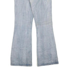 Womens Regular Fit Flared Denim Light Blue Cotton Blend Jeans W34 L32 Zip