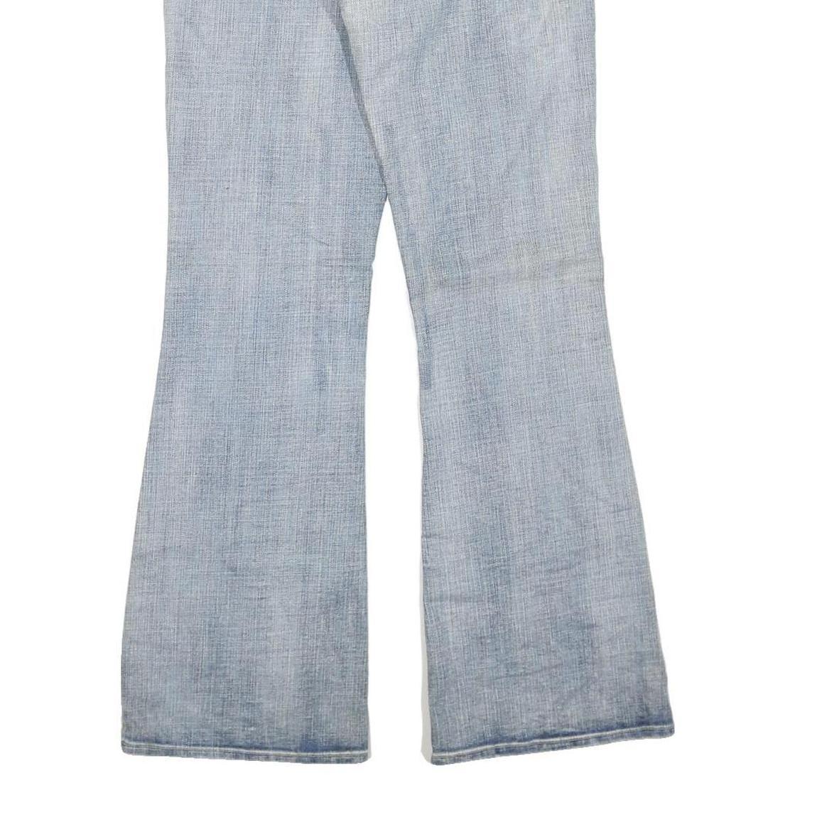 Womens Regular Fit Flared Denim Light Blue Cotton Blend Jeans W34 L32 Zip