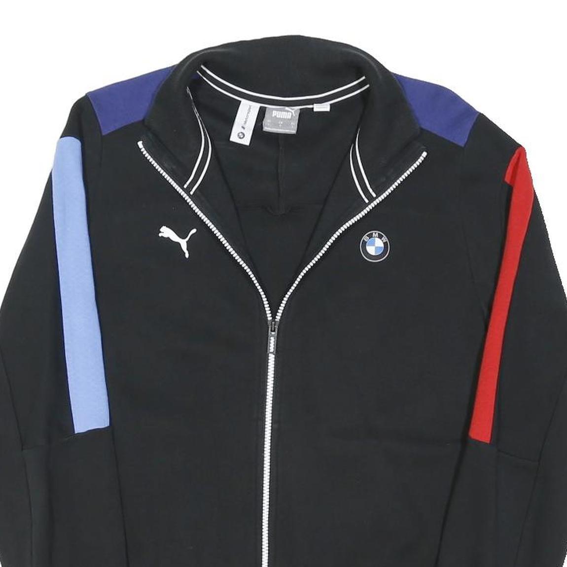 PUMA Mens Black Blue & Red BMW Motorsport Zip Jacket L Cotton Blend Sports