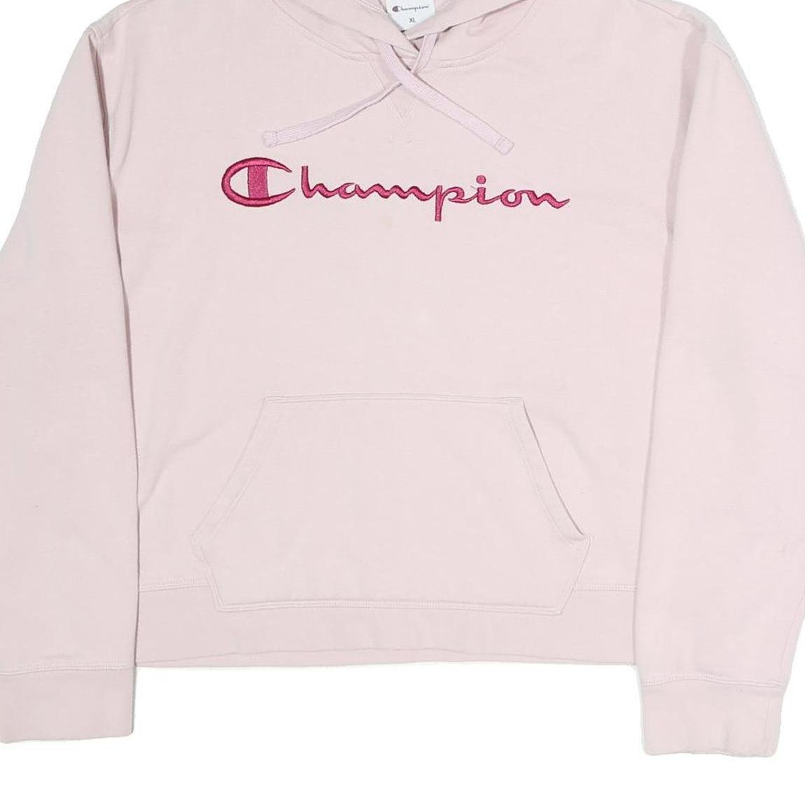 CHAMPION Womens Pink Pullover Hoodie XL Cotton Blend Casual Oversized