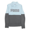 PUMA Womens Blue & Grey Cotton Blend Sweatshirt L Cowl Neck Pullover Casual