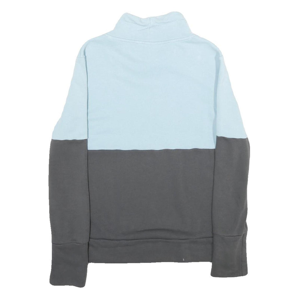 PUMA Womens Blue & Grey Cotton Blend Sweatshirt L Cowl Neck Pullover Casual