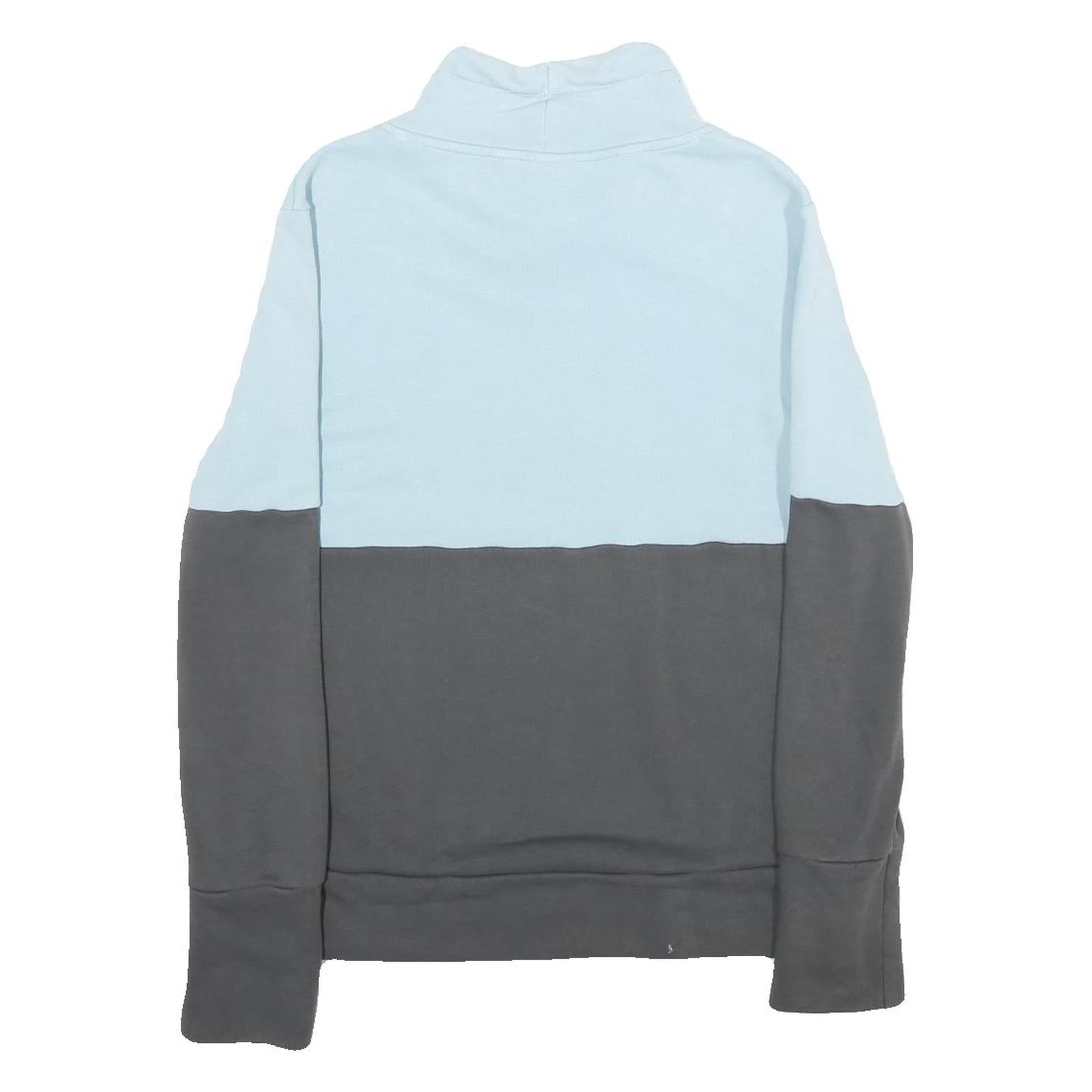 PUMA Womens Blue & Grey Cotton Blend Sweatshirt L Cowl Neck Pullover Casual