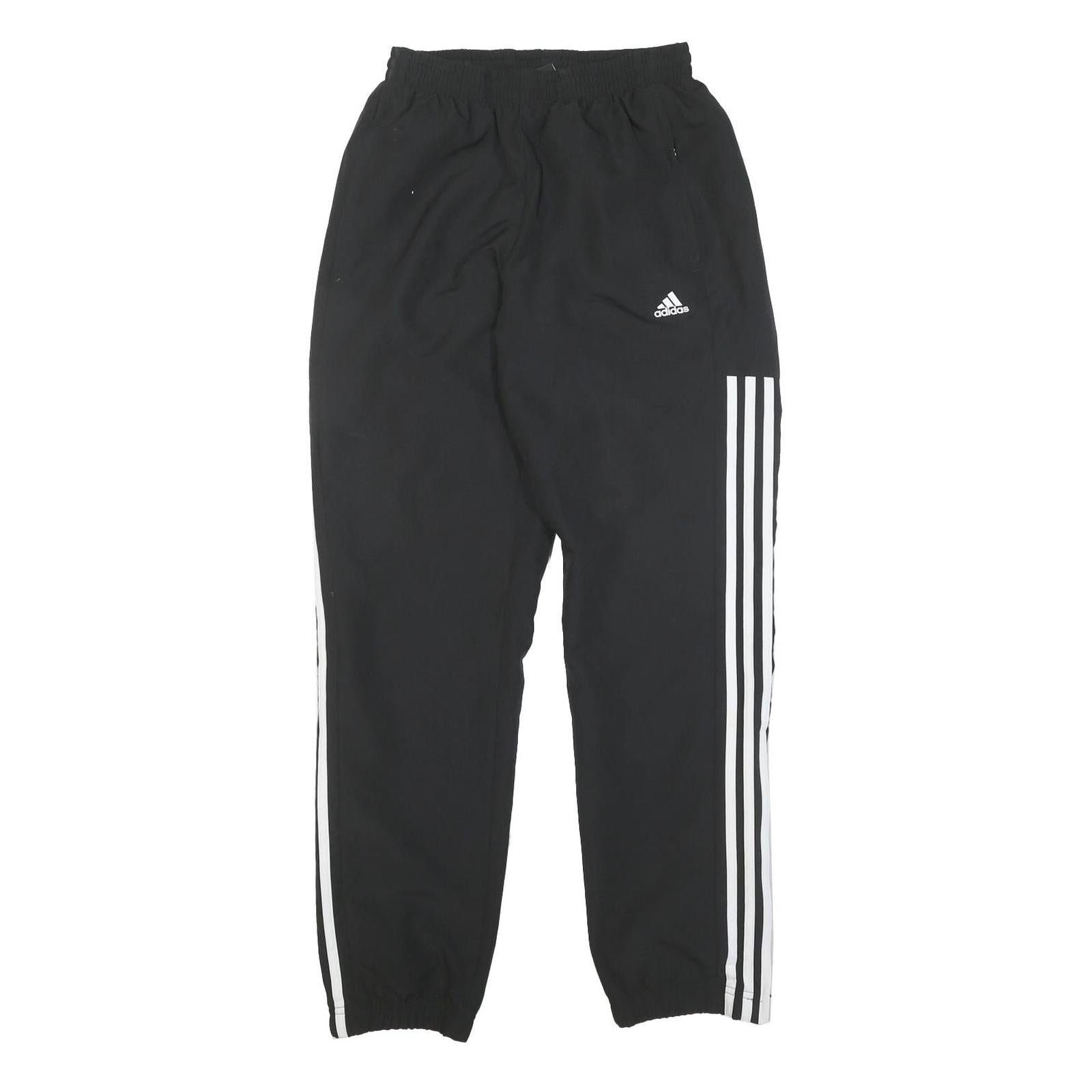 ADIDAS Mens Joggers Black & White Slim Tapered S W26 L30 Polyester Blend Sports