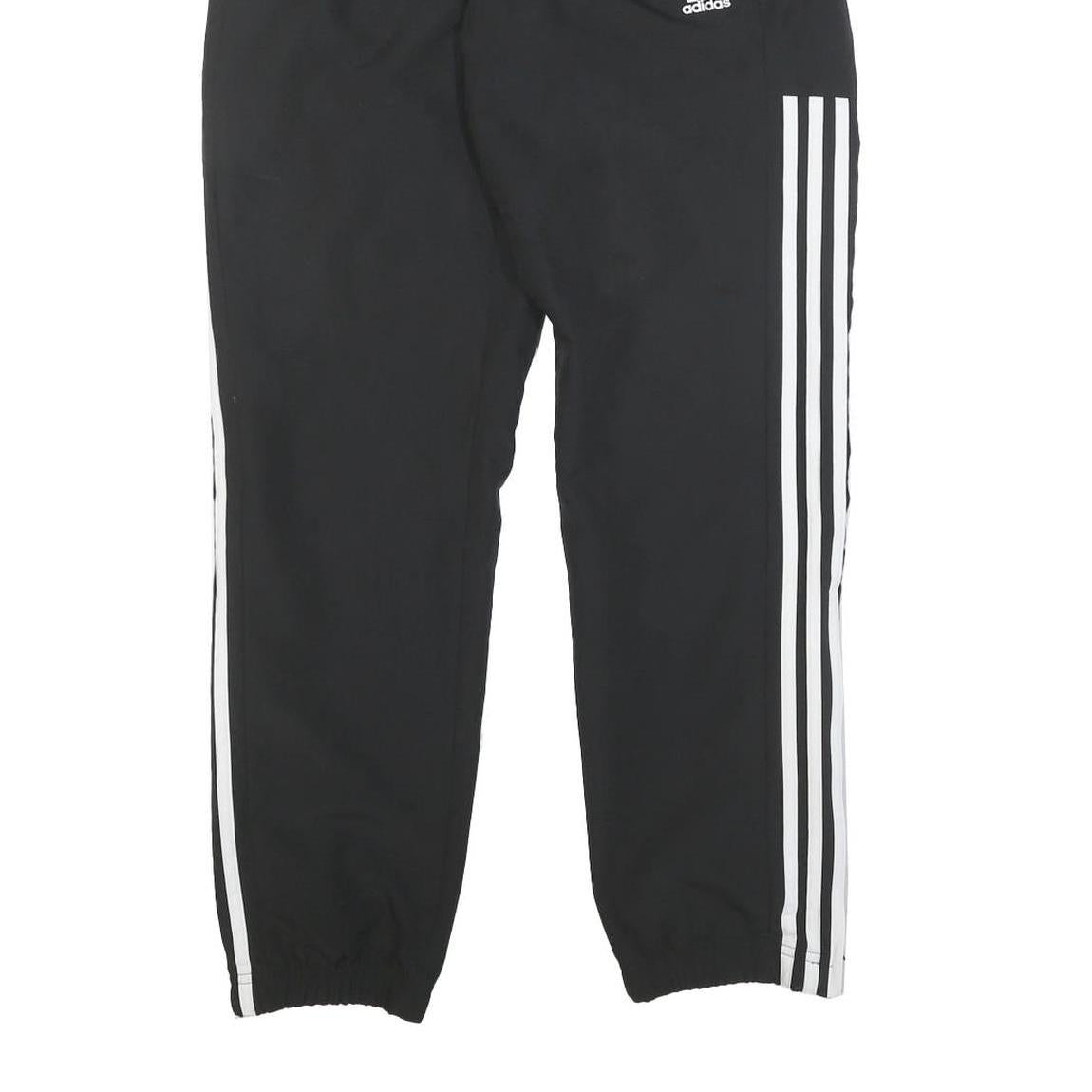 ADIDAS Mens Joggers Black & White Slim Tapered S W26 L30 Polyester Blend Sports