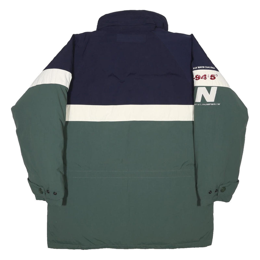 NAUTICA Mens Navy & Green White Panel Nylon Jacket S Zip Casual Outerwear