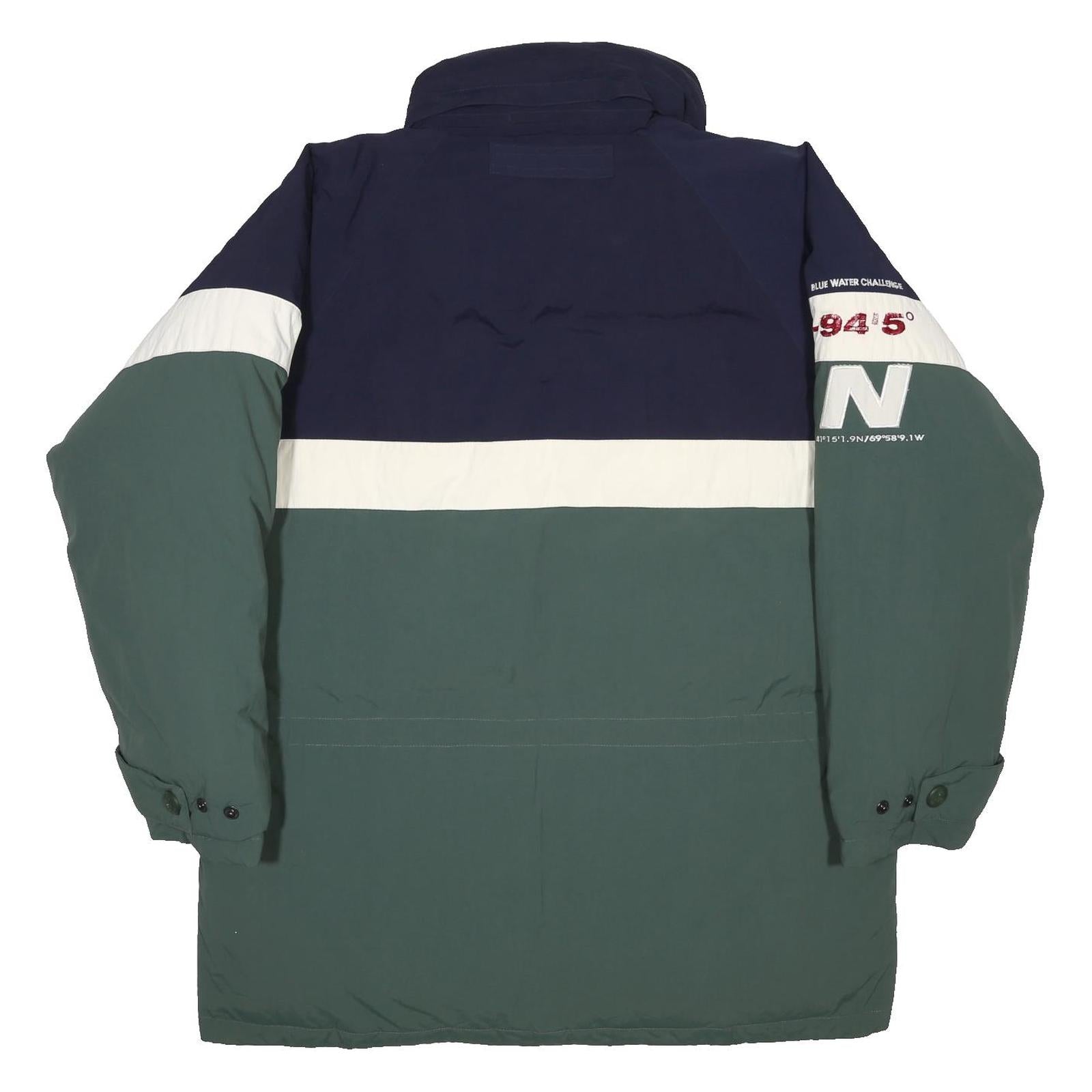 NAUTICA Mens Navy & Green White Panel Nylon Jacket S Zip Casual Outerwear