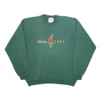 HANES Mens Green Atlanta 1996 Crew Neck L Cotton Blend Sweatshirt Vintage