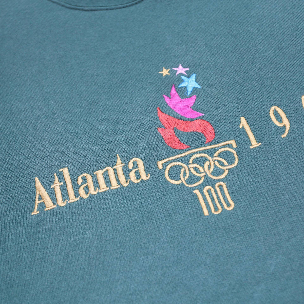 HANES Mens Green Atlanta 1996 Crew Neck L Cotton Blend Sweatshirt Vintage