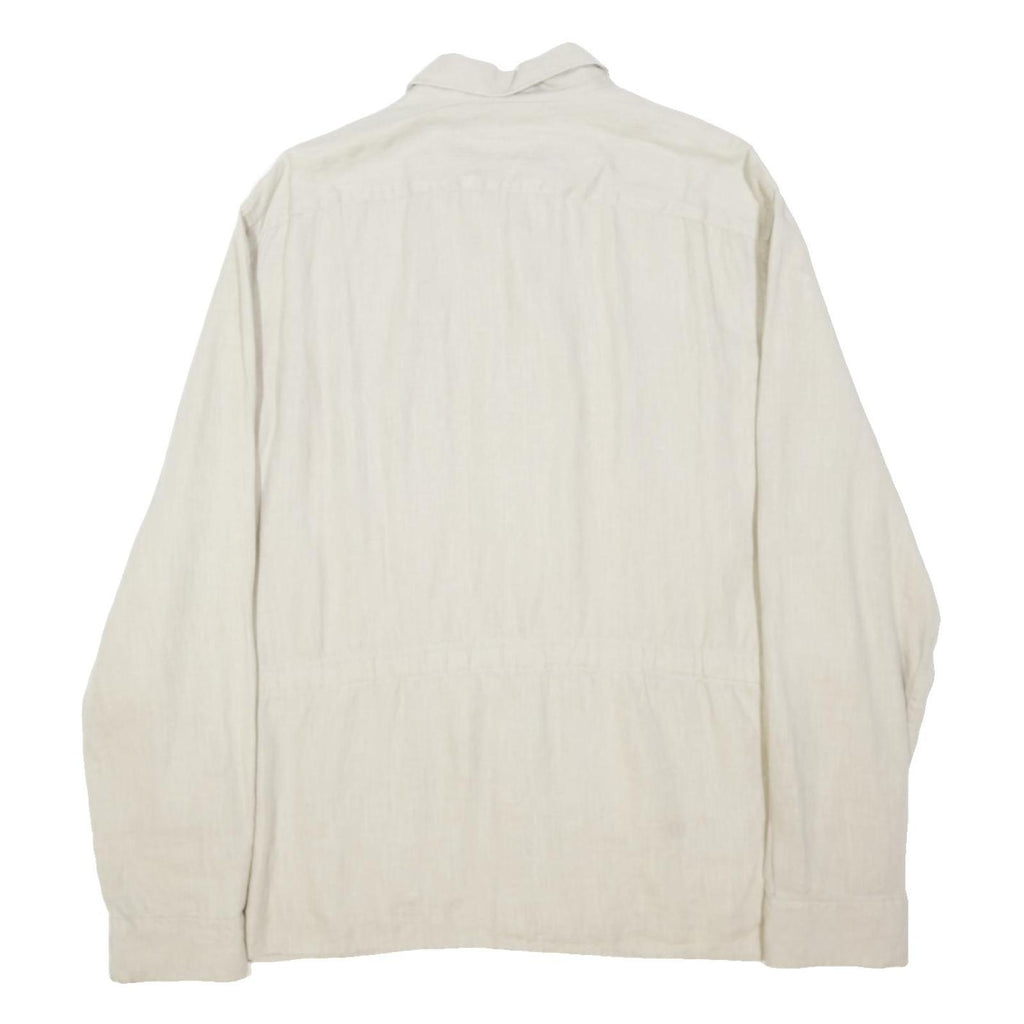 TED BAKER Womens Cream Linen Jacket UK 18 Button Plain Classic Relaxed Fit