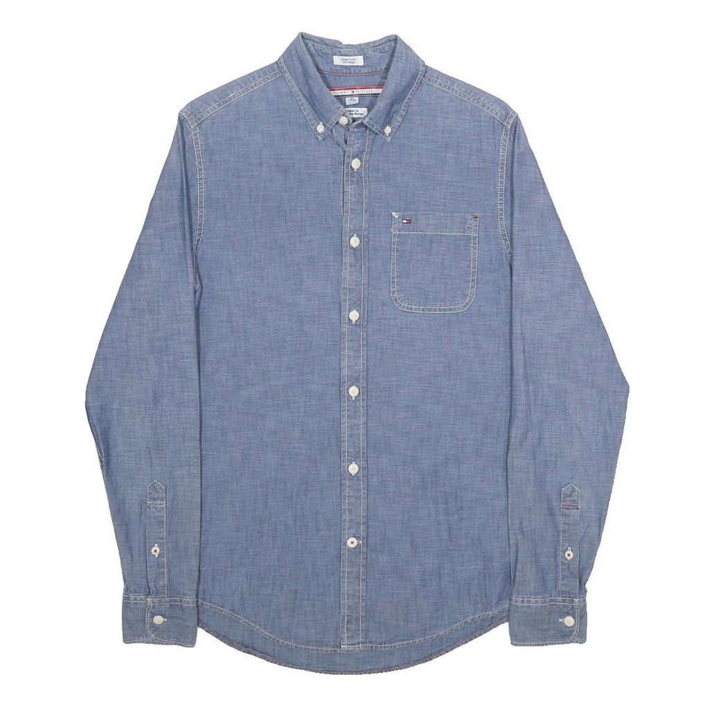 TOMMY HILFIGER Mens Blue Cotton Shirt XS Casual Button Down Pocket