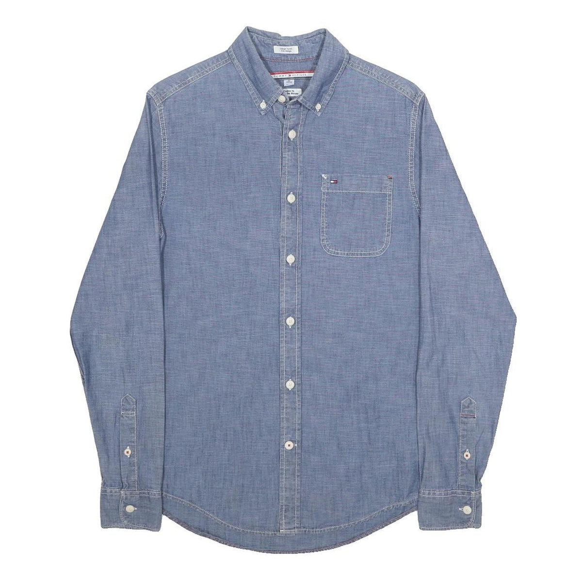 TOMMY HILFIGER Mens Blue Cotton Shirt XS Casual Button Down Pocket