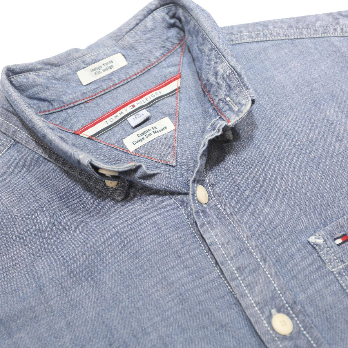 TOMMY HILFIGER Mens Blue Cotton Shirt XS Casual Button Down Pocket