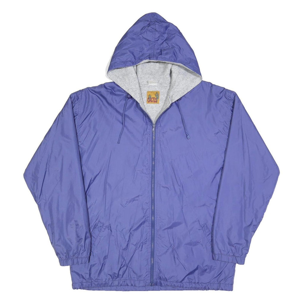 CACTUS Womens Blue Hooded Zip Jacket L Polyester Blend Plain Artistic Fish Print