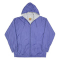 CACTUS Womens Blue Hooded Zip Jacket L Polyester Blend Plain Artistic Fish Print