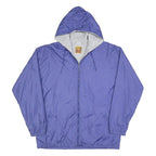 CACTUS Womens Blue Hooded Zip Jacket L Polyester Blend Plain Artistic Fish Print