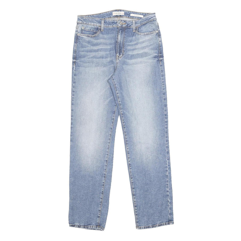 GUESS Womens Regular Fit Blue Denim Straight Jeans W30 L30 Zip Cotton Blend