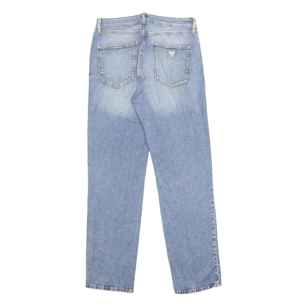 GUESS Womens Regular Fit Blue Denim Straight Jeans W30 L30 Zip Cotton Blend