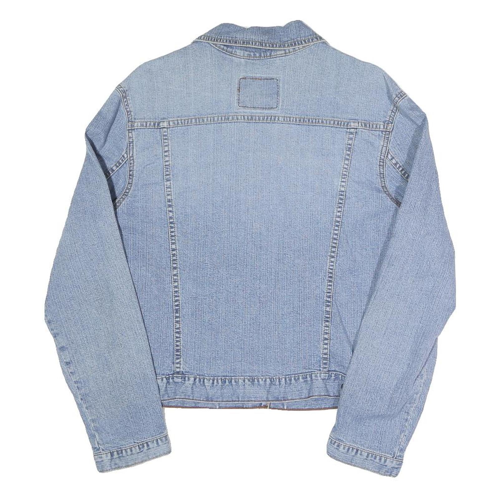 LEVI'S Womens Blue Denim Button Jacket UK 12 Cotton Blend Long Sleeve Regular