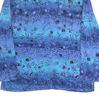 BLAIR Womens Blue Printed Shirt Long Sleeve Button Neck M Rayon Casual