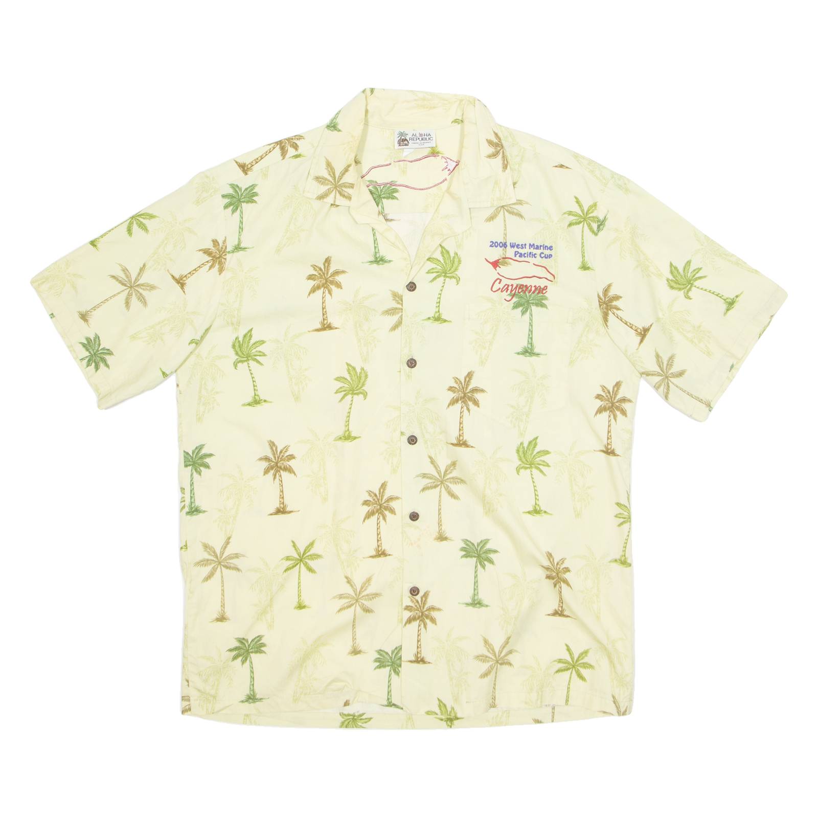 ALOHA REPUBLIC Mens Hawaiian Shirt Green Crazy Pattern L