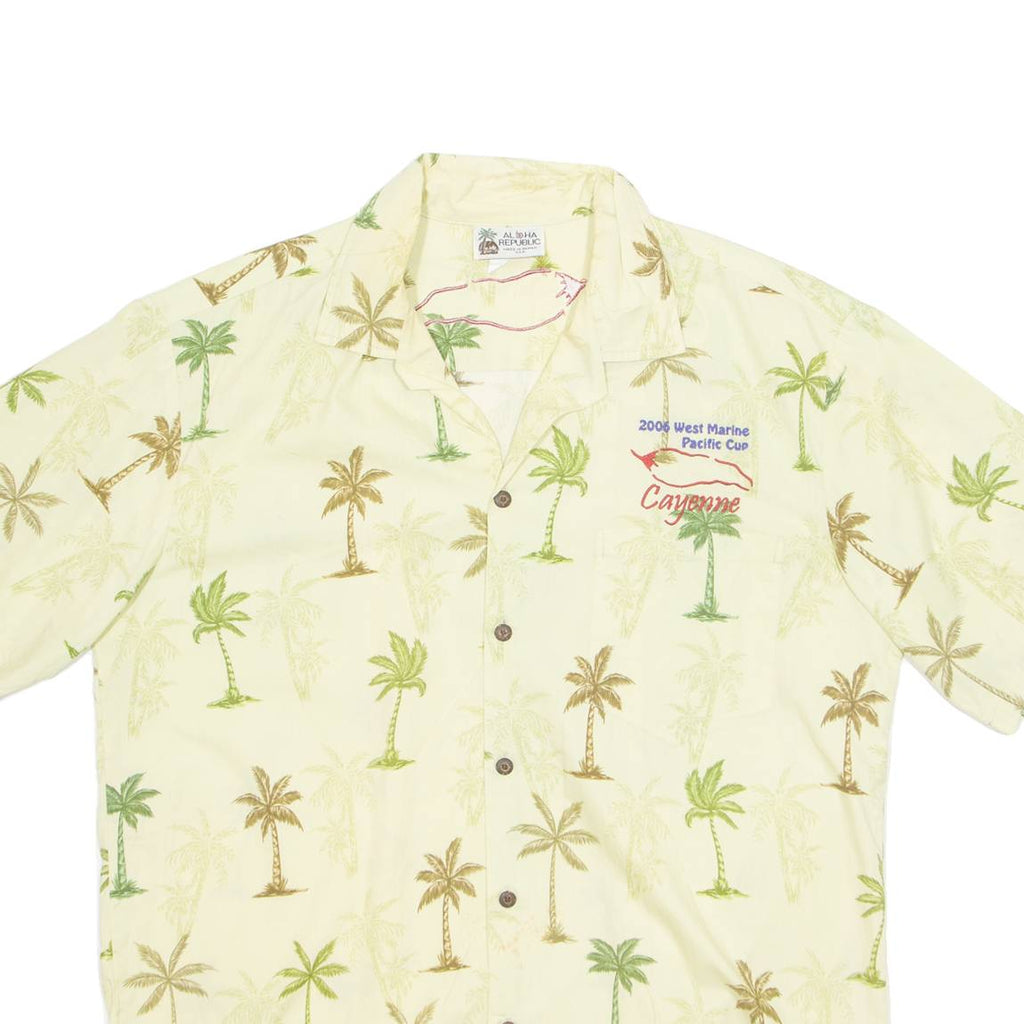 ALOHA REPUBLIC Mens Hawaiian Shirt Green Crazy Pattern L