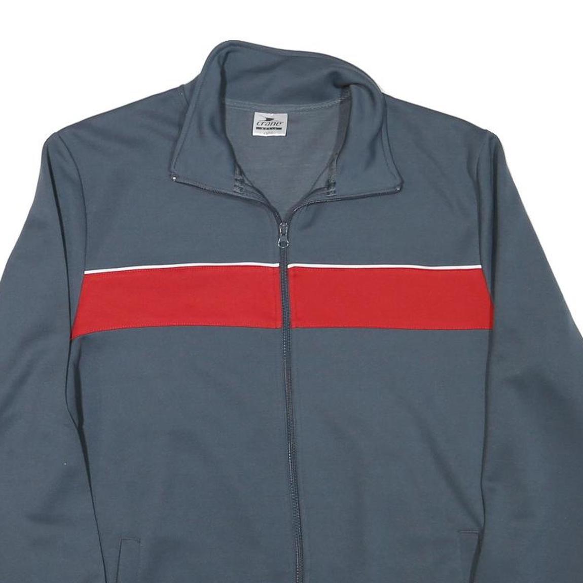CRANE Mens Grey & Red Track Jacket M Polyester Blend Zip Casual Sportswear
