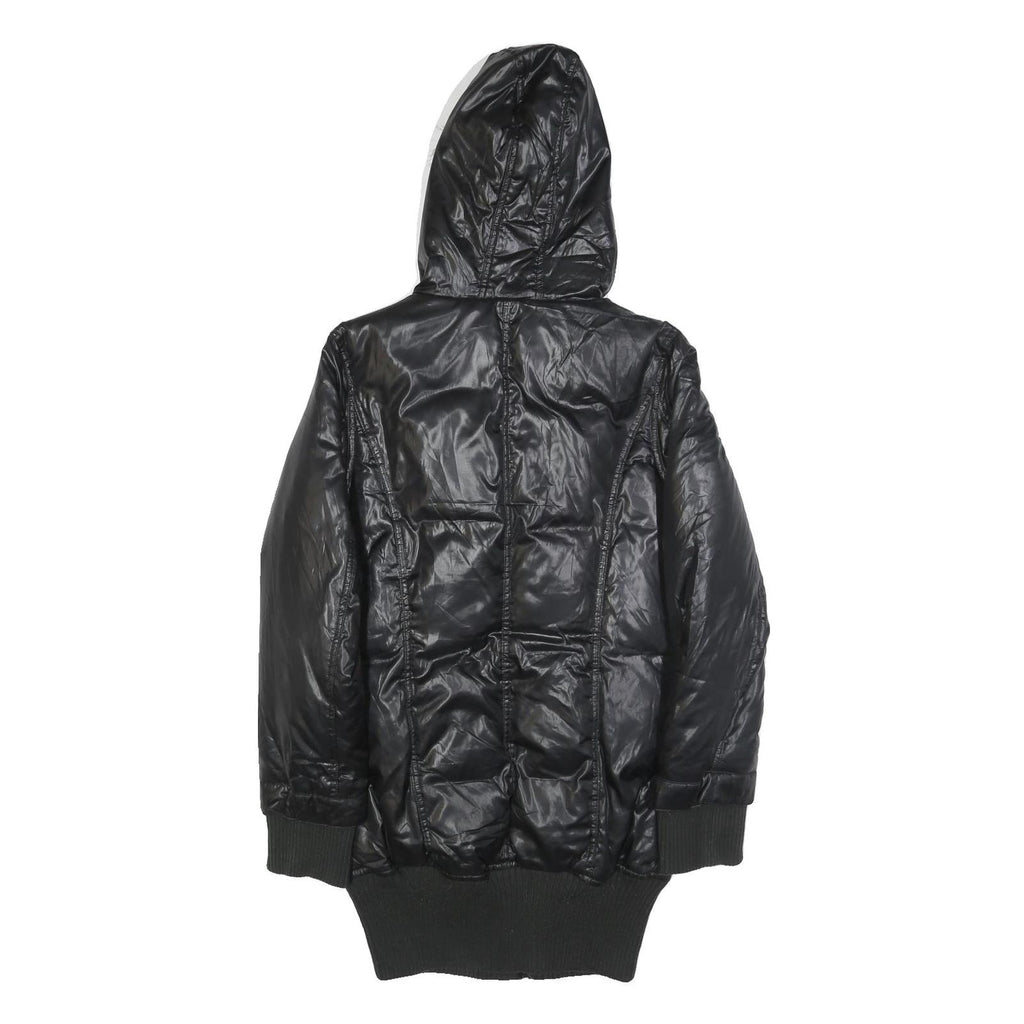 DKNY Womens Black Polyester Hooded Puffer Jacket M Casual Zip Up Winter