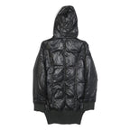 DKNY Womens Black Polyester Hooded Puffer Jacket M Casual Zip Up Winter