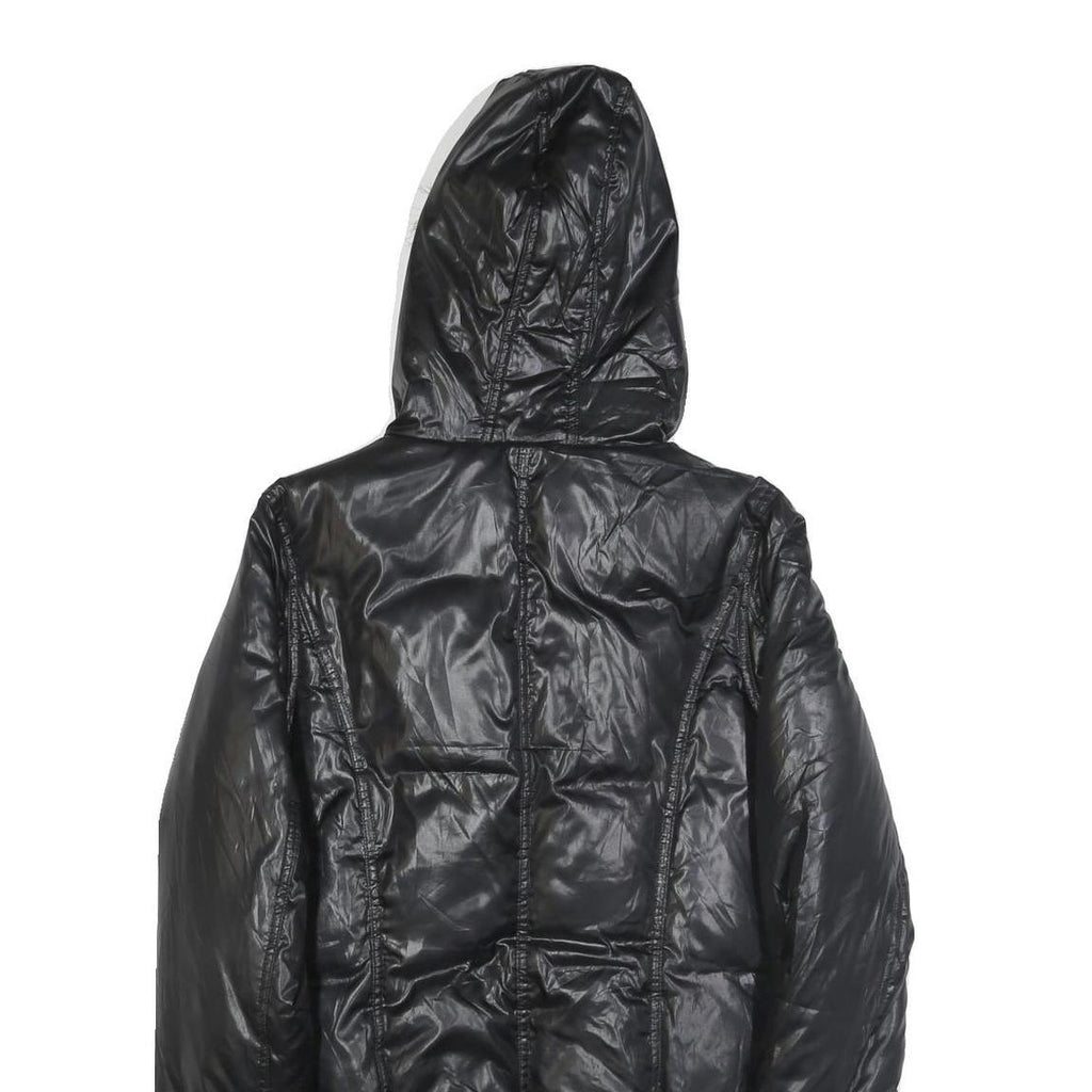 DKNY Womens Black Polyester Hooded Puffer Jacket M Casual Zip Up Winter