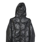 DKNY Womens Black Polyester Hooded Puffer Jacket M Casual Zip Up Winter