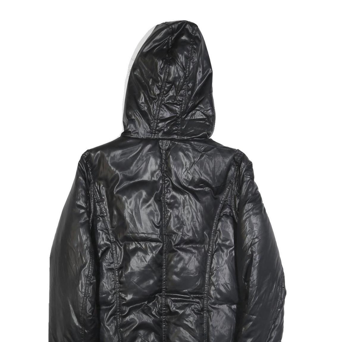 DKNY Womens Black Polyester Hooded Puffer Jacket M Casual Zip Up Winter