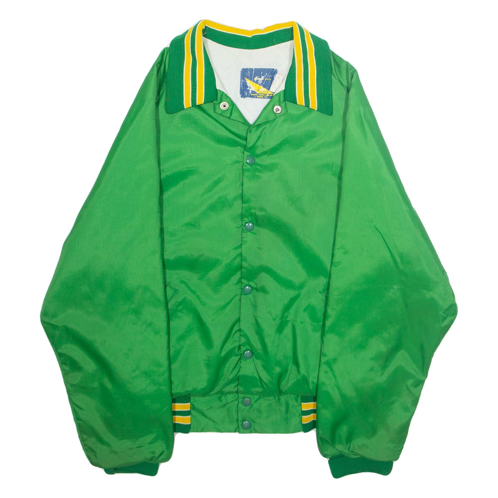 MAJESTIC Mens Varsity Jacket Green USA M