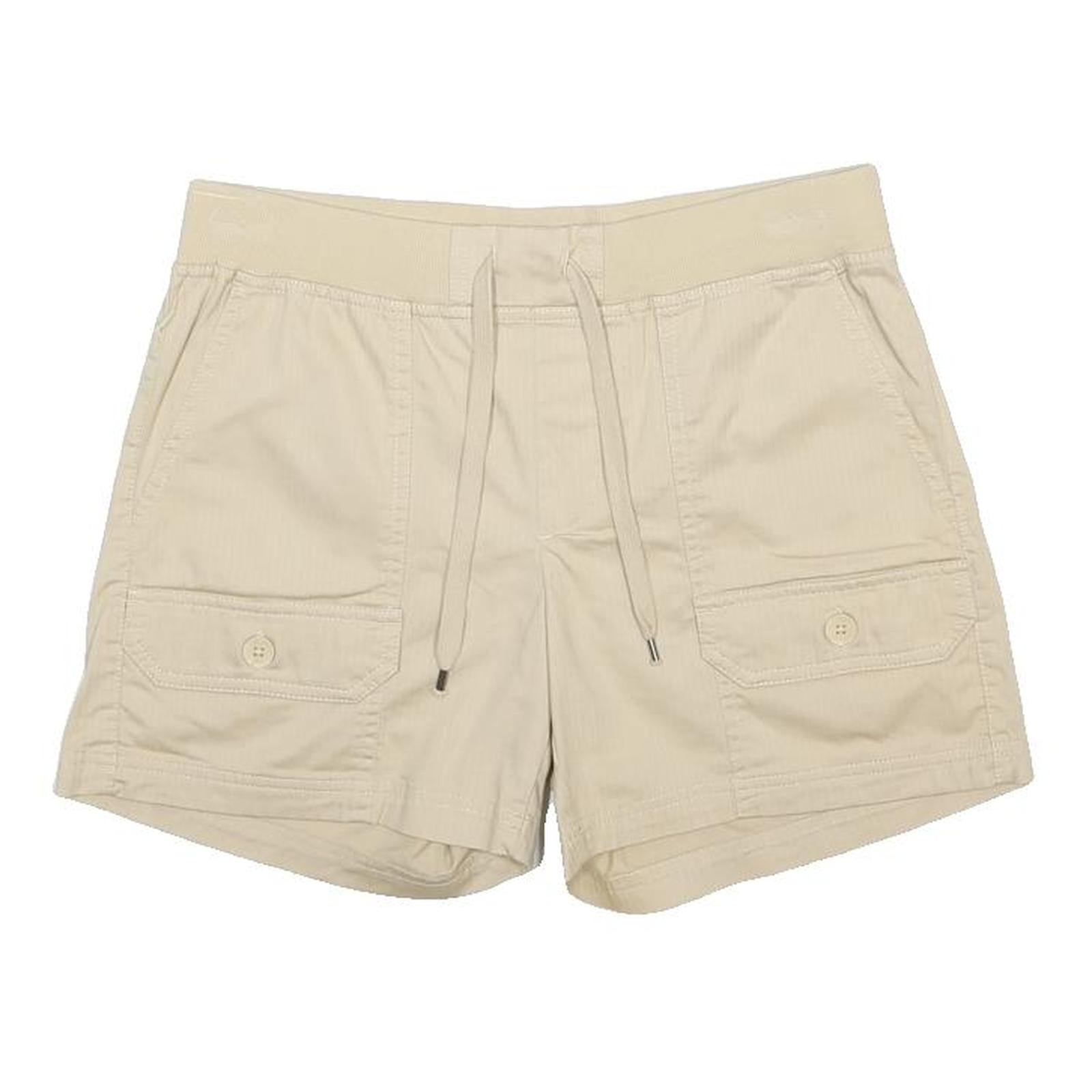 CHAPS Womens Shorts Beige Casual Plain S W31 Drawstring Pockets Cotton Blend