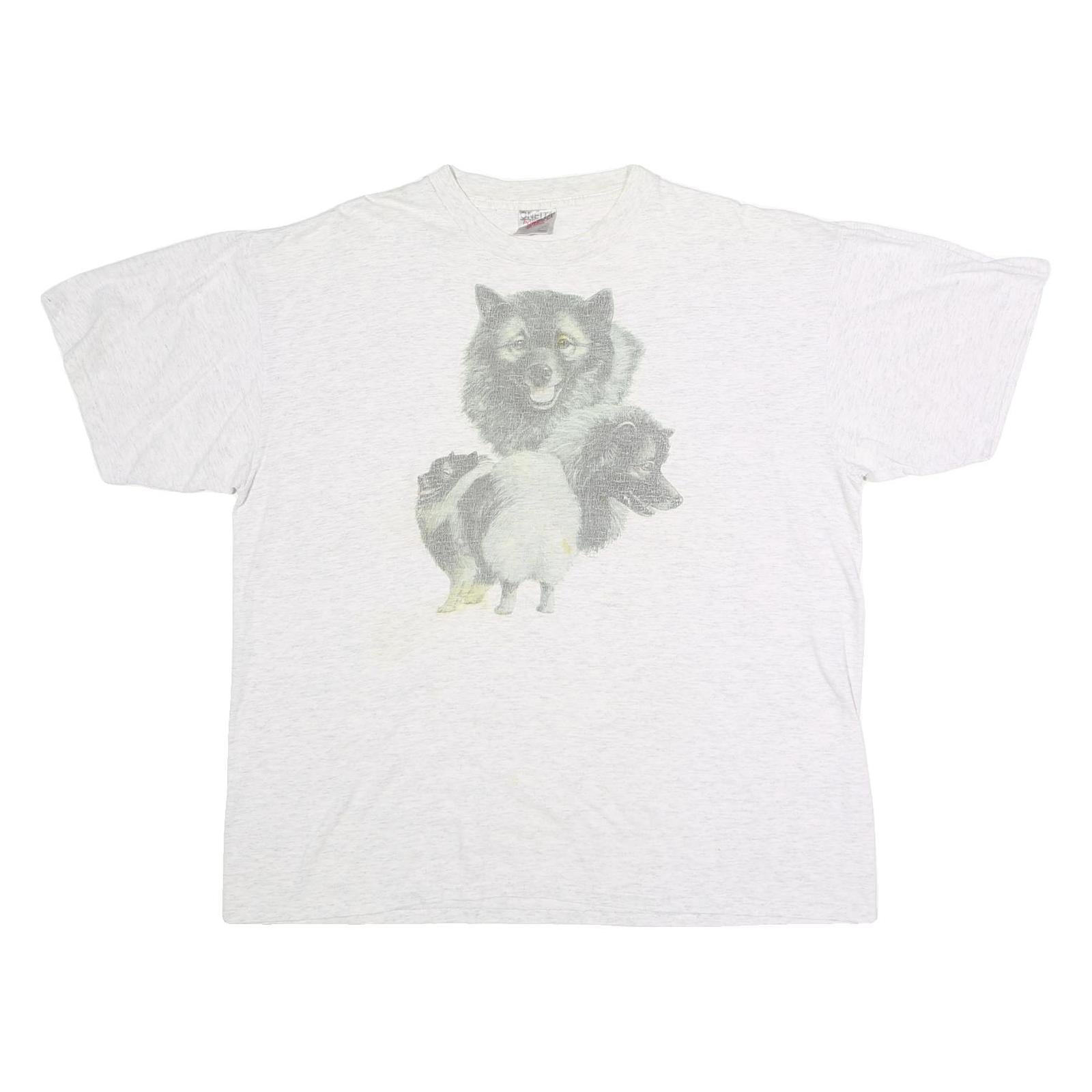 ONEITA Mens White Grey Graphic T-Shirt XL Short Sleeve Crew Neck Cotton