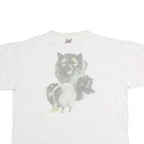 ONEITA Mens White Grey Graphic T-Shirt XL Short Sleeve Crew Neck Cotton