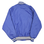 DELONG Mens Blue & White Varsity Button Jacket L Polyester Blend Ribbed