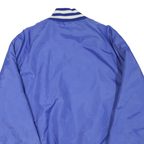 DELONG Mens Blue & White Varsity Button Jacket L Polyester Blend Ribbed